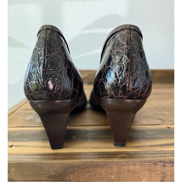NWT Vintage - Oscar de la Renta - Brown Leather Heels 7.5B - Picture 11 of 13
